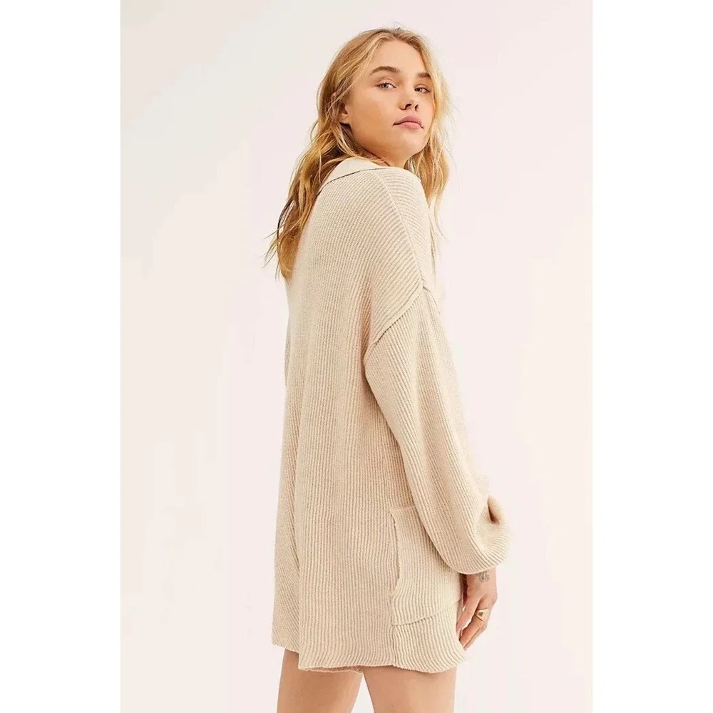 FREE PEOPLE BEACH ROMPER PICNIC SWEATER RIBBED ONE PIECE NATURAL Small